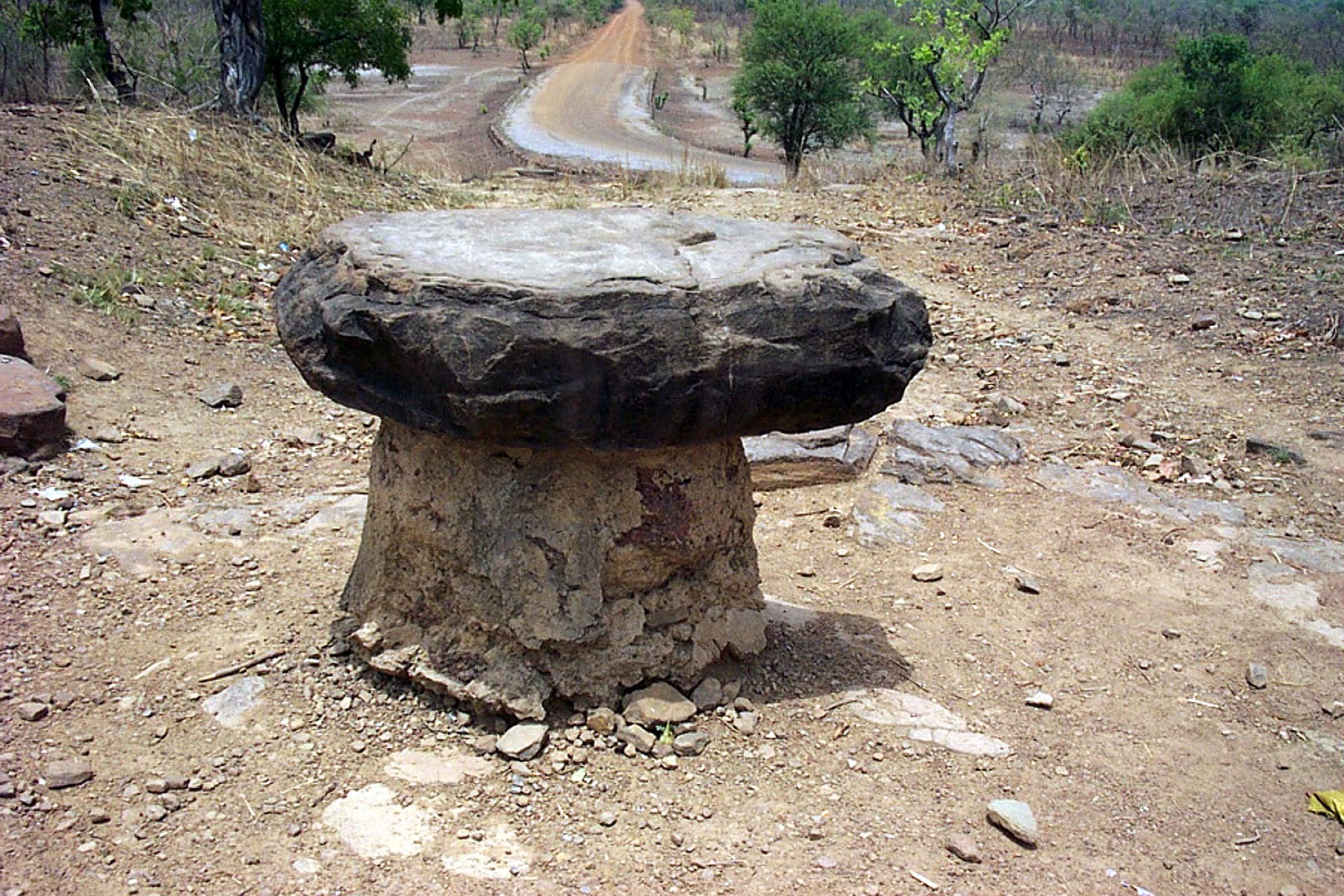 The Larabanga Mystic Stone, a legendary boulder near the mosque