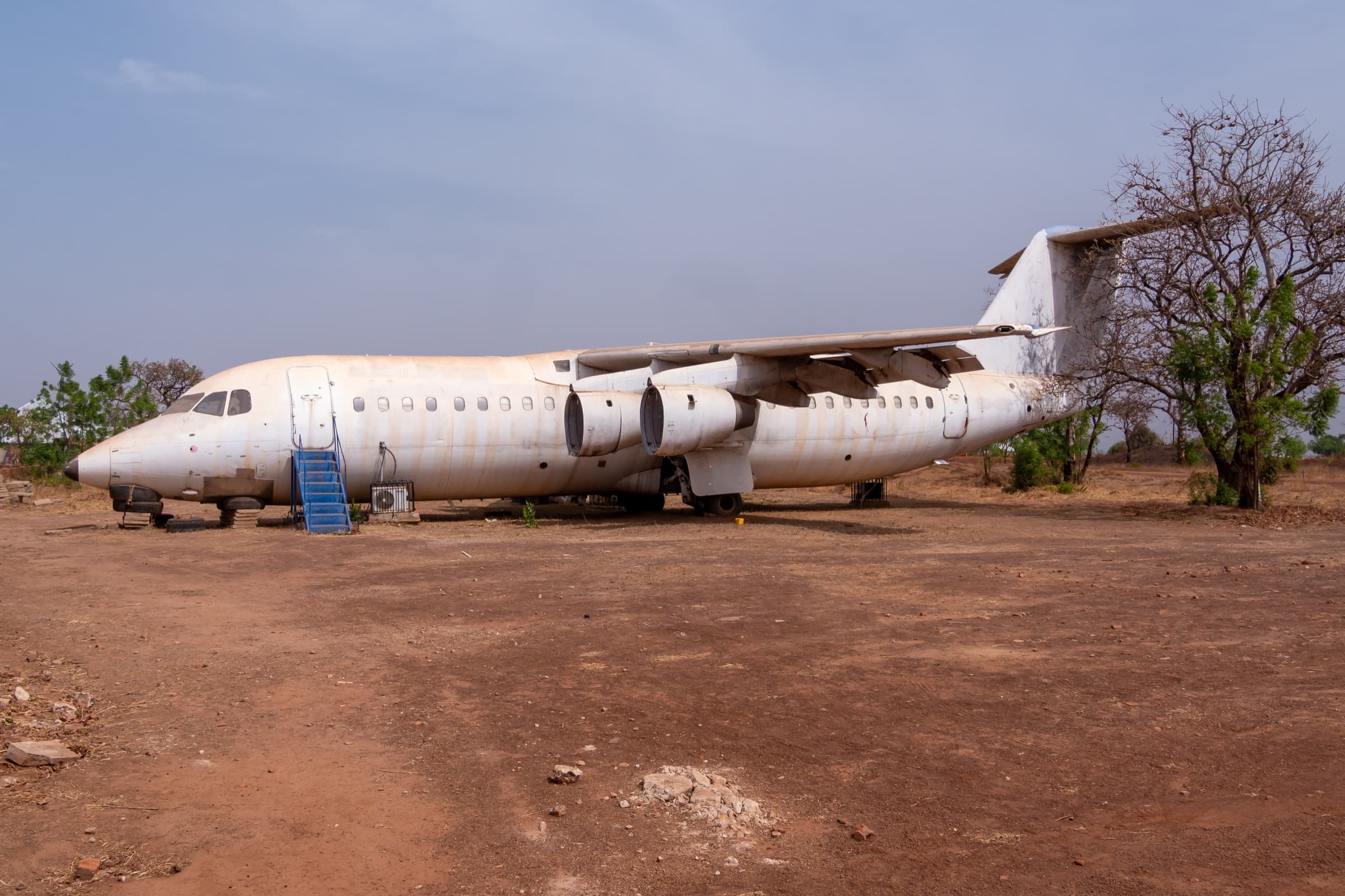 A retired aircraft repurposed as an art installation at Red Clay Studio, Tamale