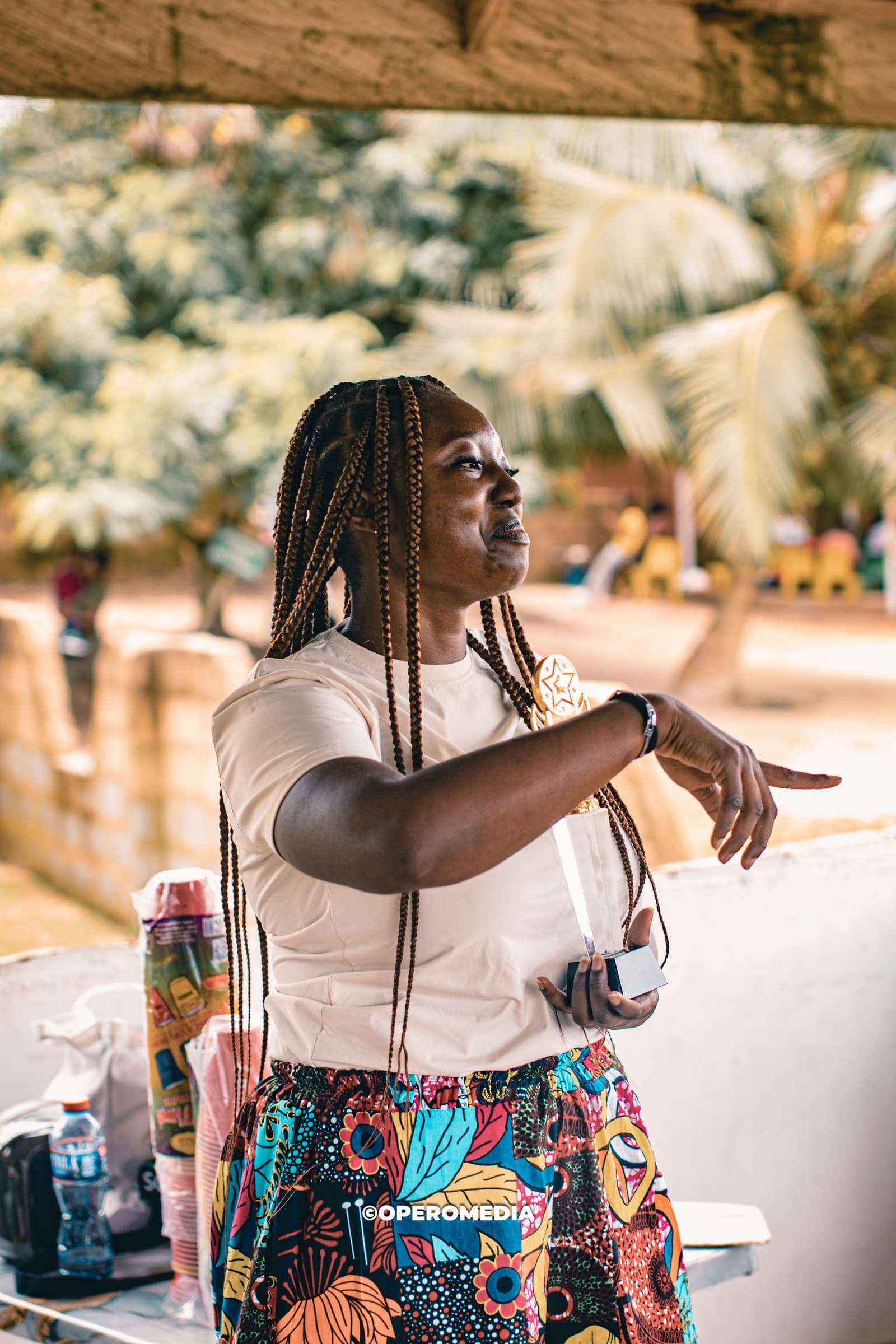 A guest pointing out details at a FAYA Escape retreat