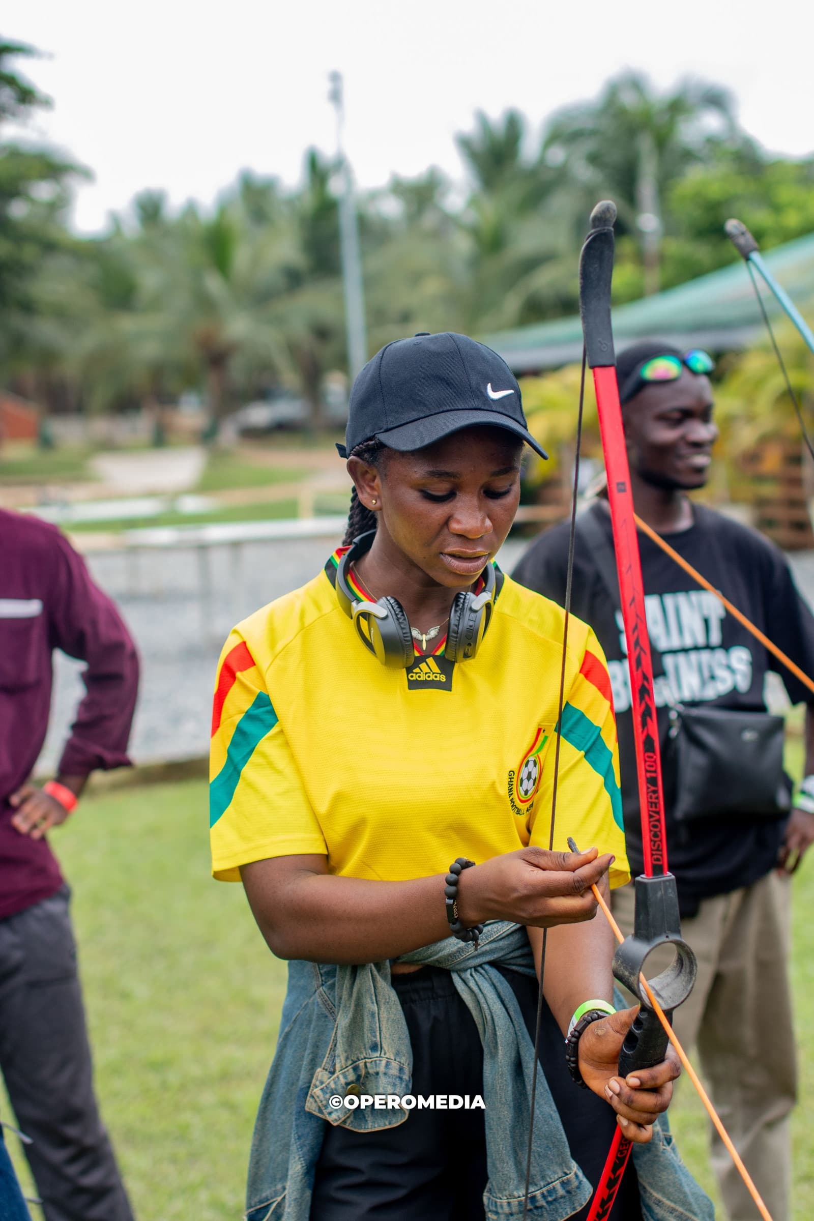 A guest taking aim during an archery session